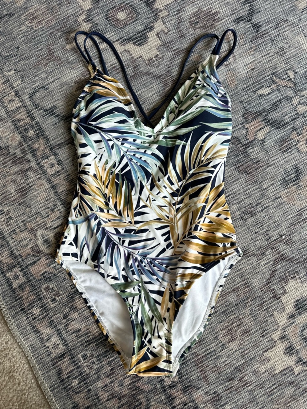 Hurley Tropical Leaf One-Piece Swimsuit - Navy, Green, Gold Print